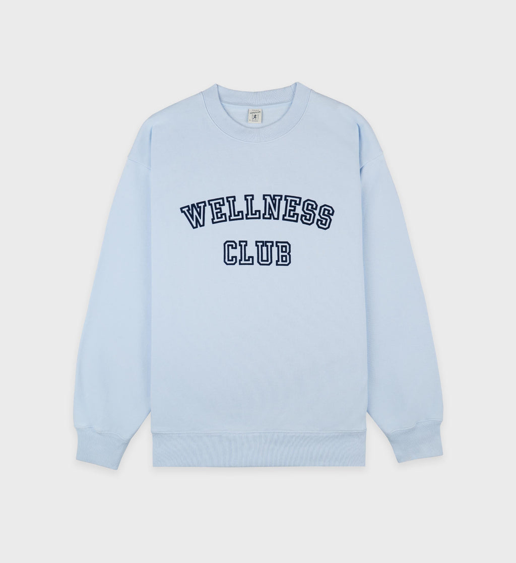 Wellness Club Flocked Crewneck - Ciel/Dark Navy