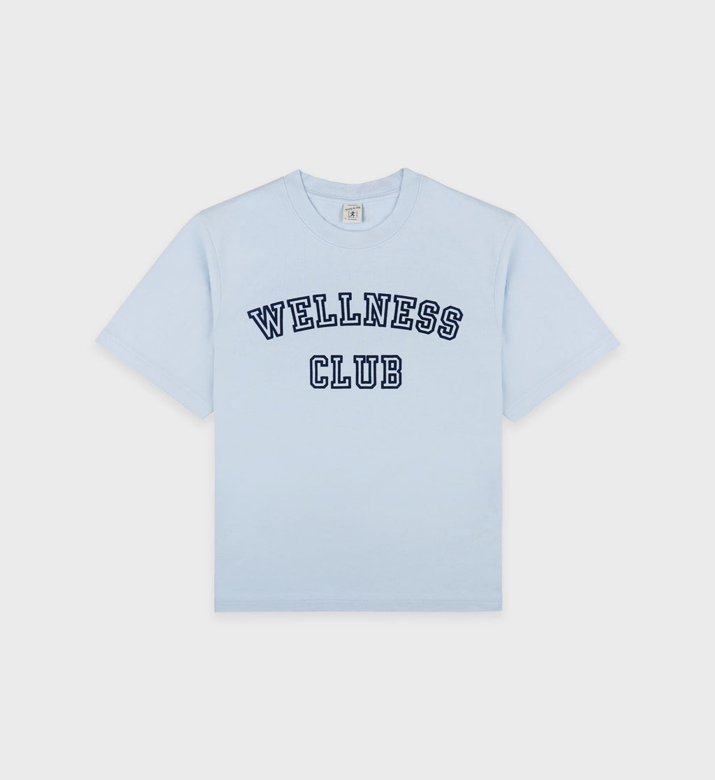 Wellness Club Flocked Cropped Tee - Ciel