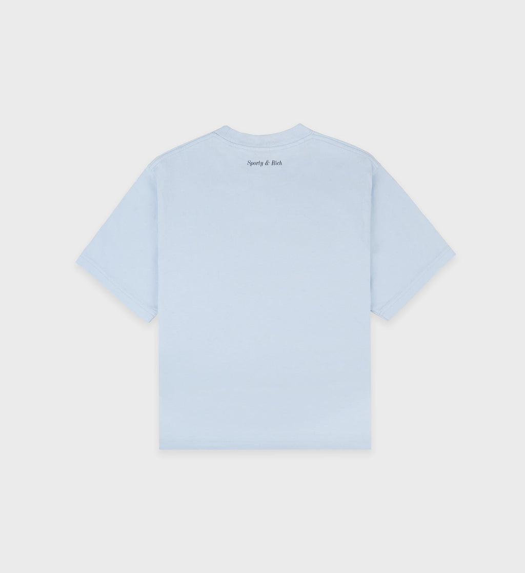 Wellness Club Flocked Cropped Tee - Ciel