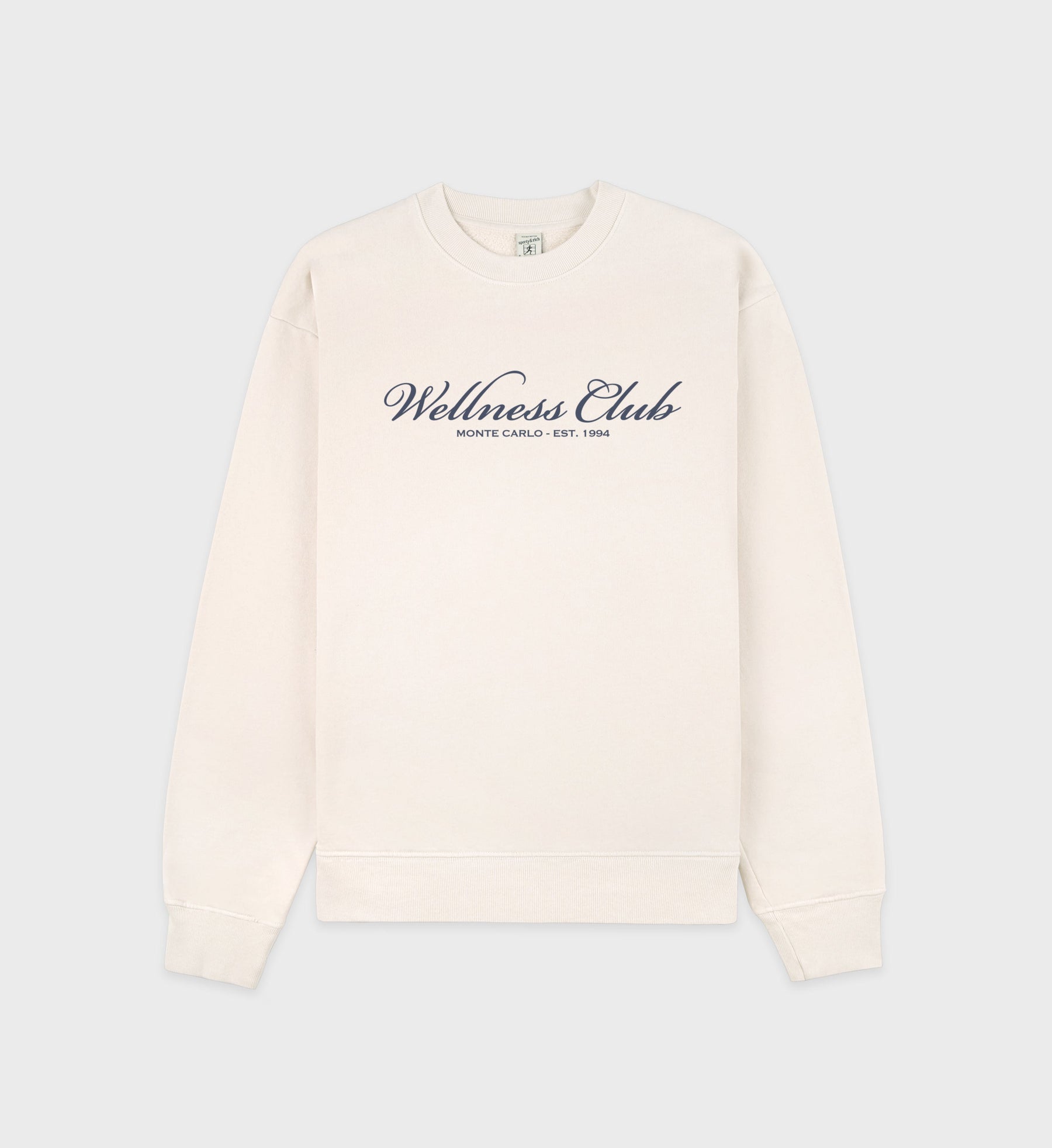 Wellness Club Embroidered Crewneck - Cream/Navy