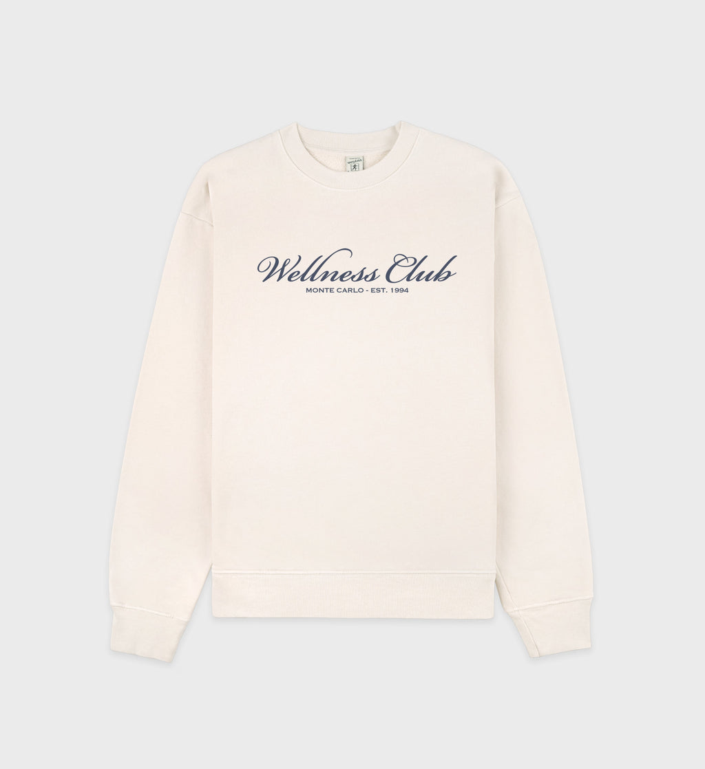 Wellness Club Embroidered Crewneck - Cream/Navy