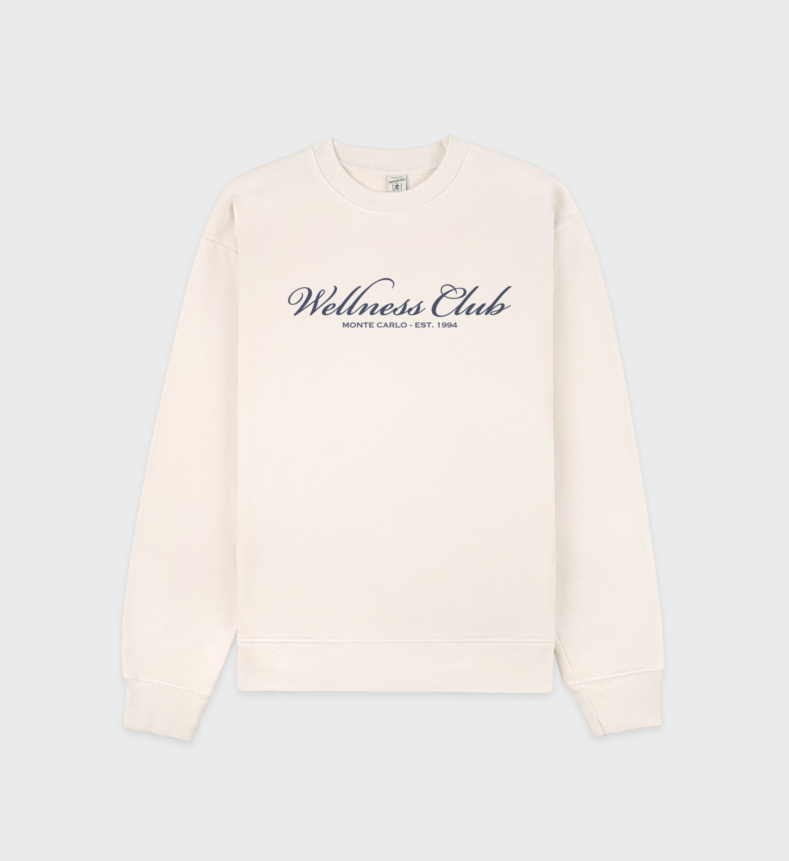 Wellness Club Embroidered Crewneck - Cream/Navy