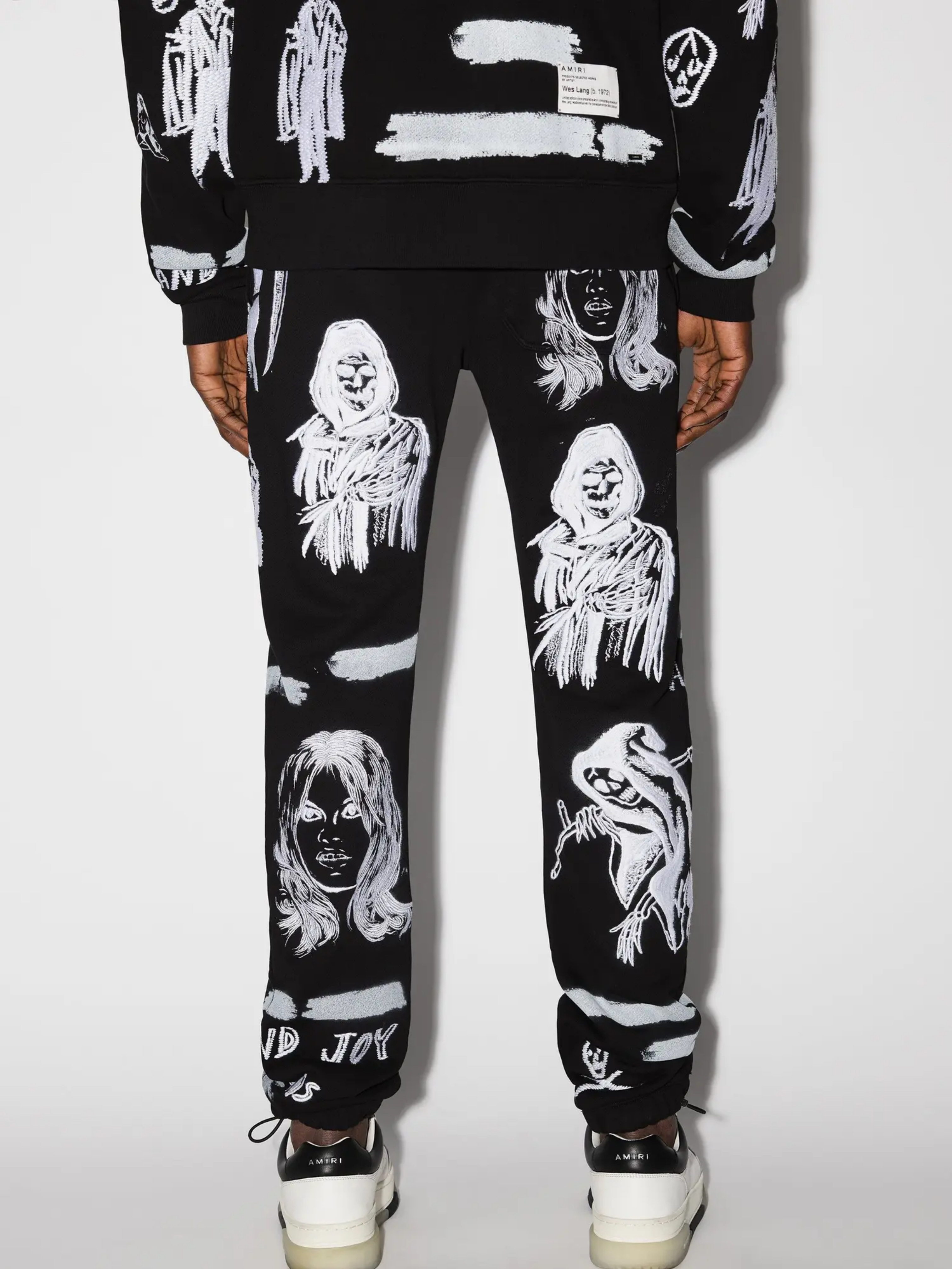 AMIRI X WES LANG EMBROIDERED SWEATPANTS BLACK