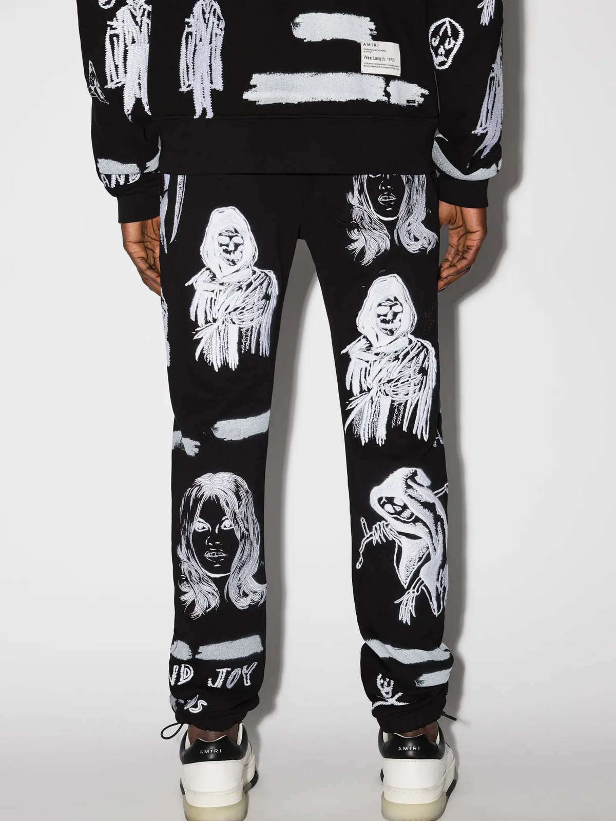AMIRI X WES LANG EMBROIDERED SWEATPANTS BLACK