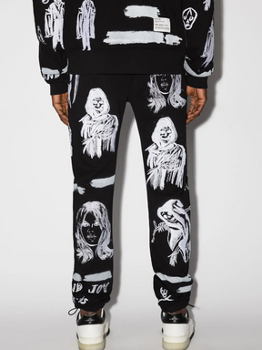 AMIRI X WES LANG EMBROIDERED SWEATPANTS BLACK