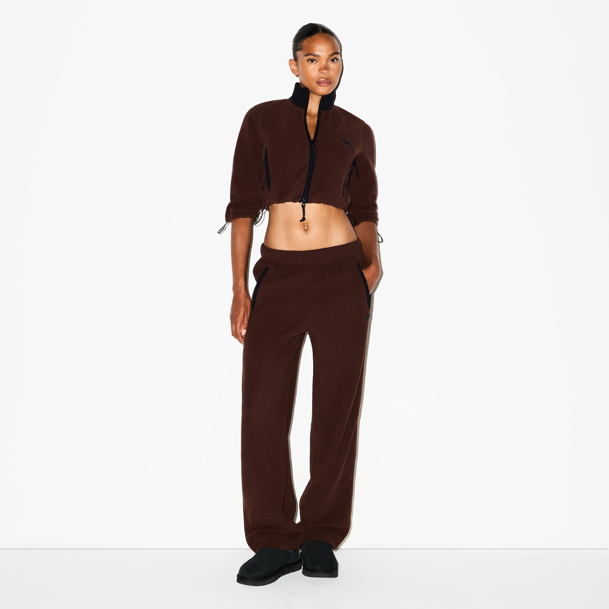 Outdoor Fleece Cropped 3/4 Sleeve Jacket
