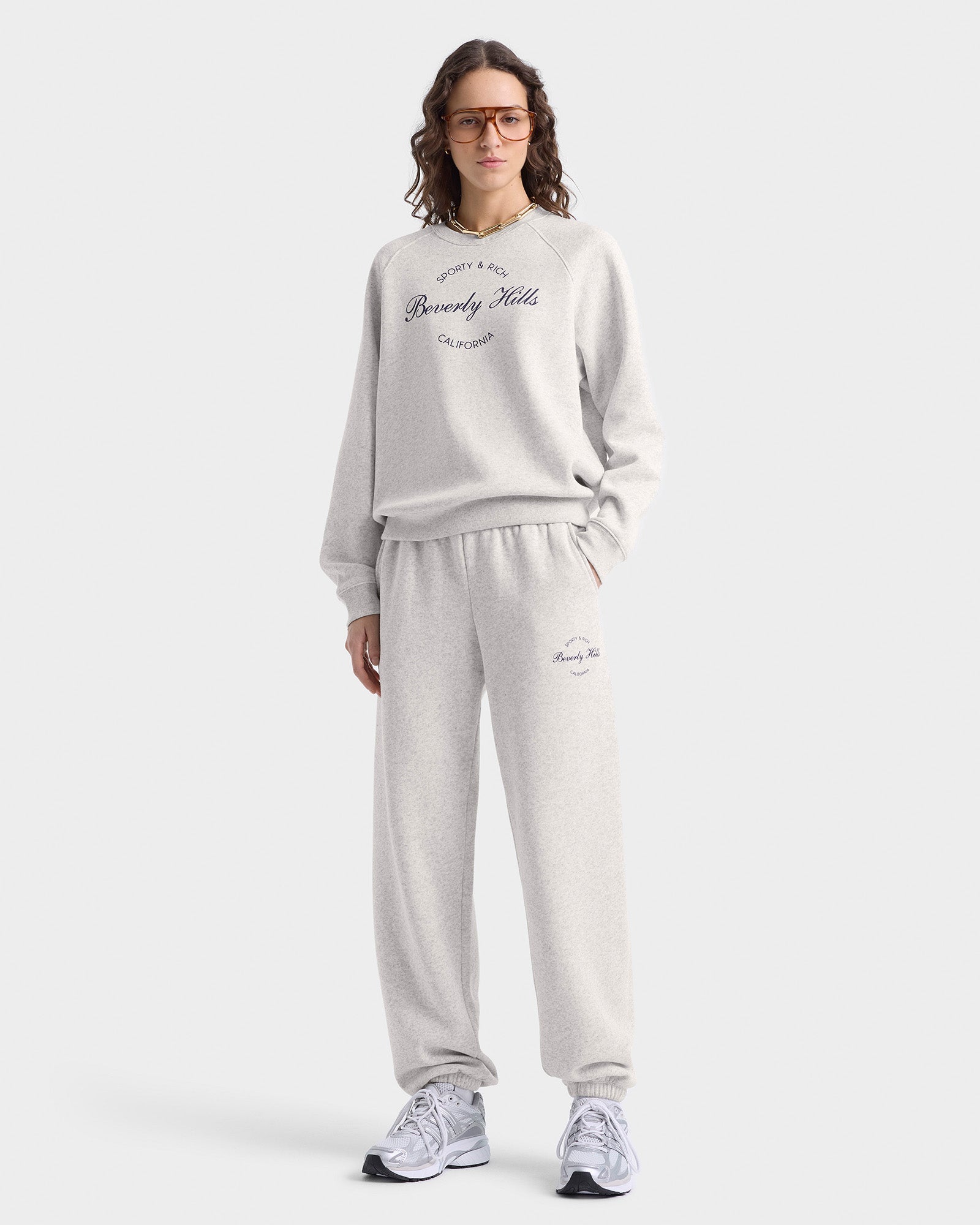 Beverly Script Soft Sweatpant - Heather Gray/Navy