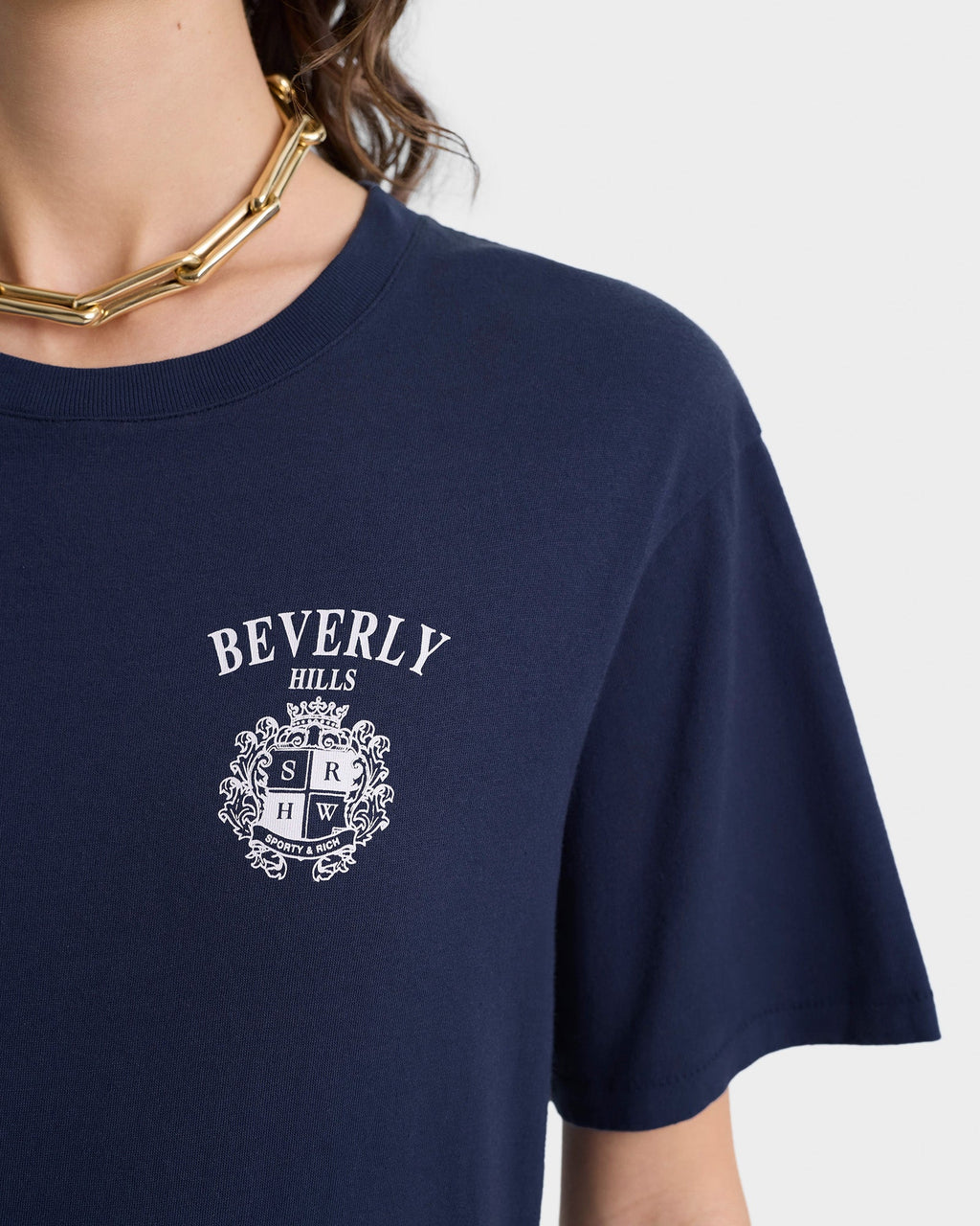 Beverly Hills Crest Soft T-Shirt - Navy/White
