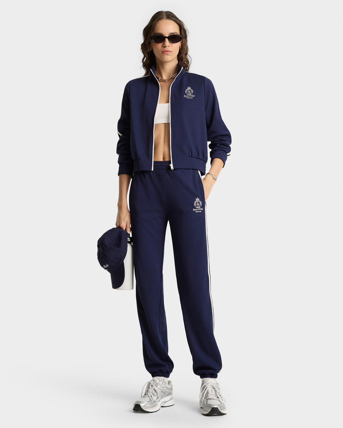 Crown Tennis Track Pant - Navy/White