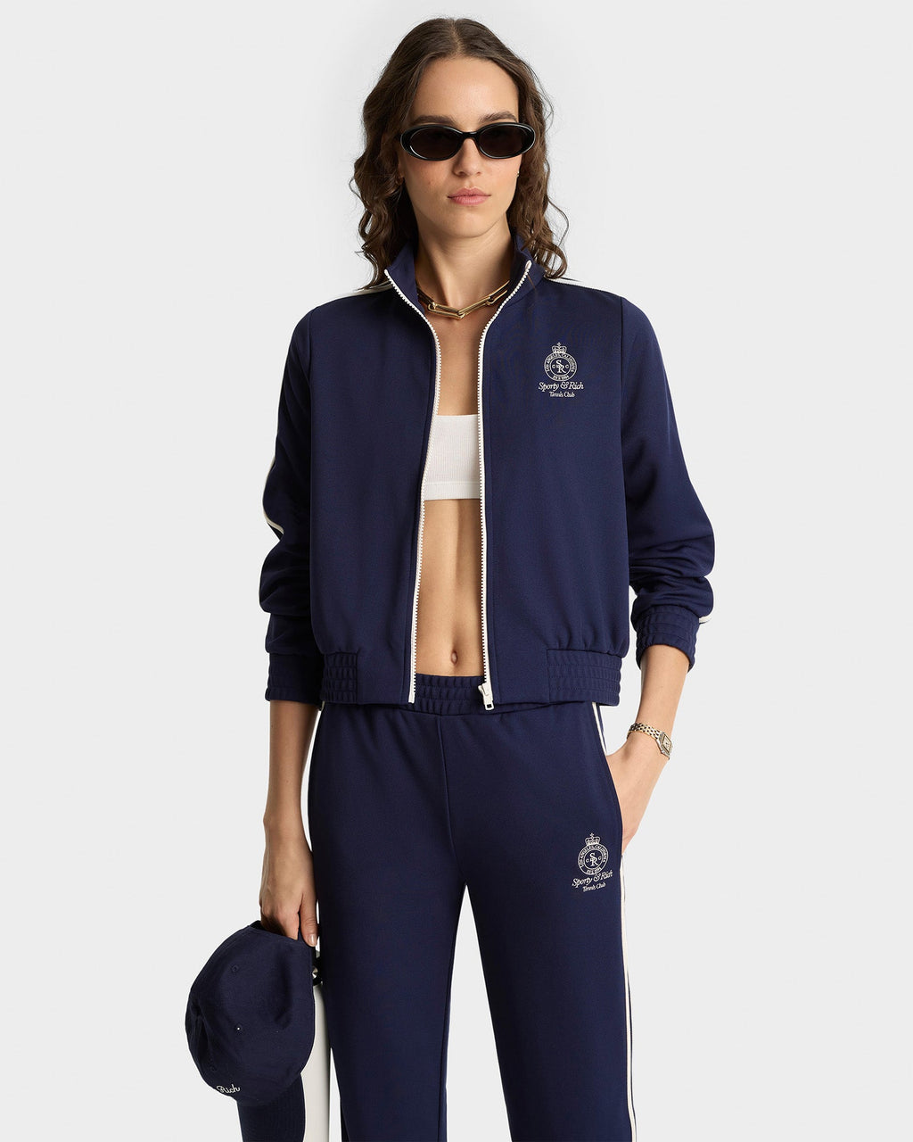 Crown Tennis Track Jacket - Navy/White