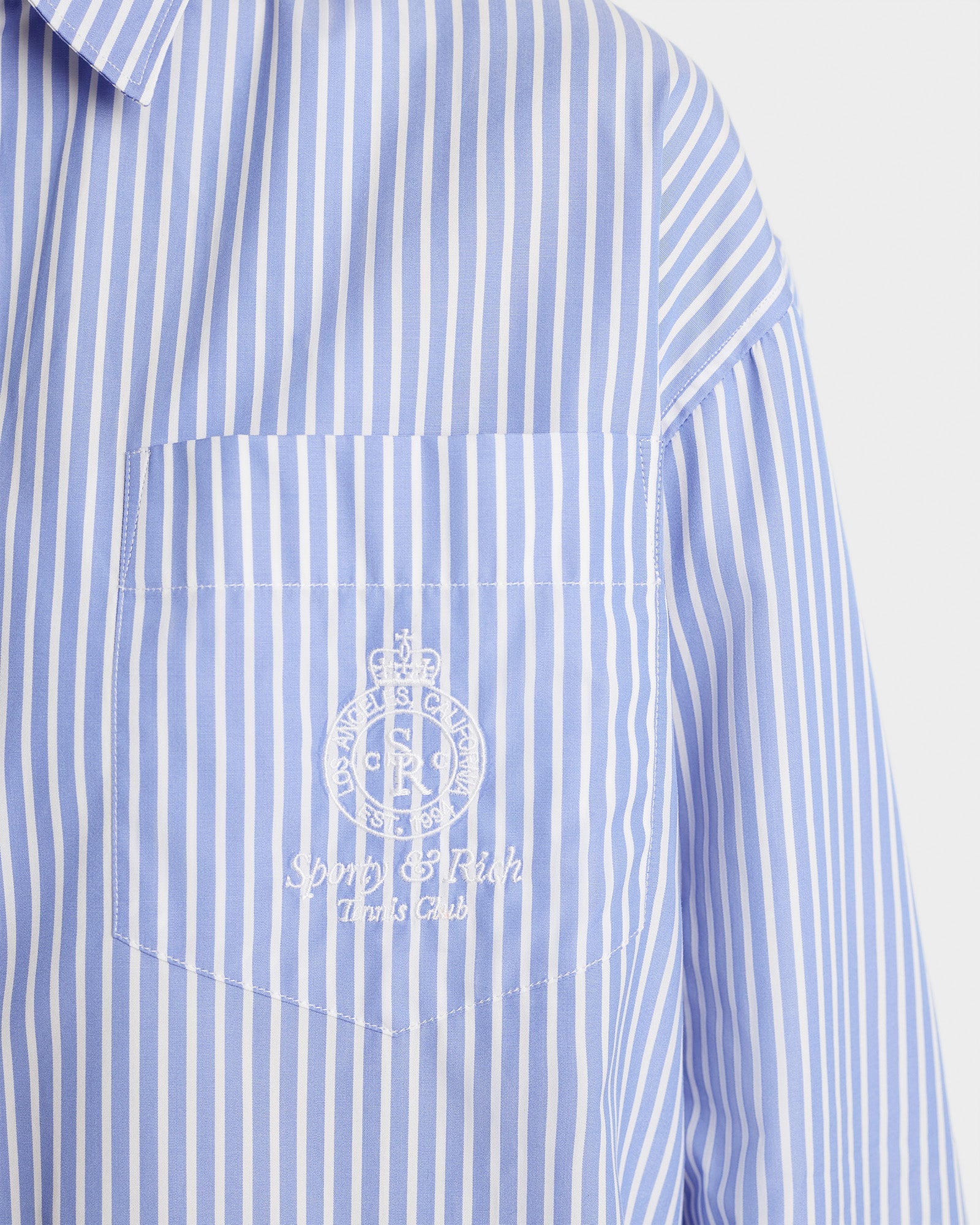 Crown Tennis Oversized Shirt - Light Blue Striped