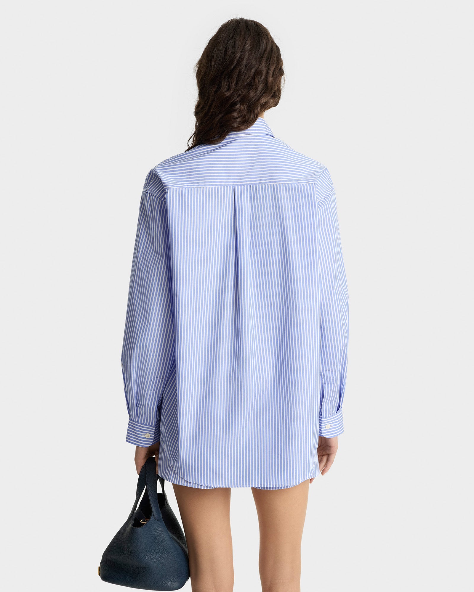 Crown Tennis Oversized Shirt - Light Blue Striped
