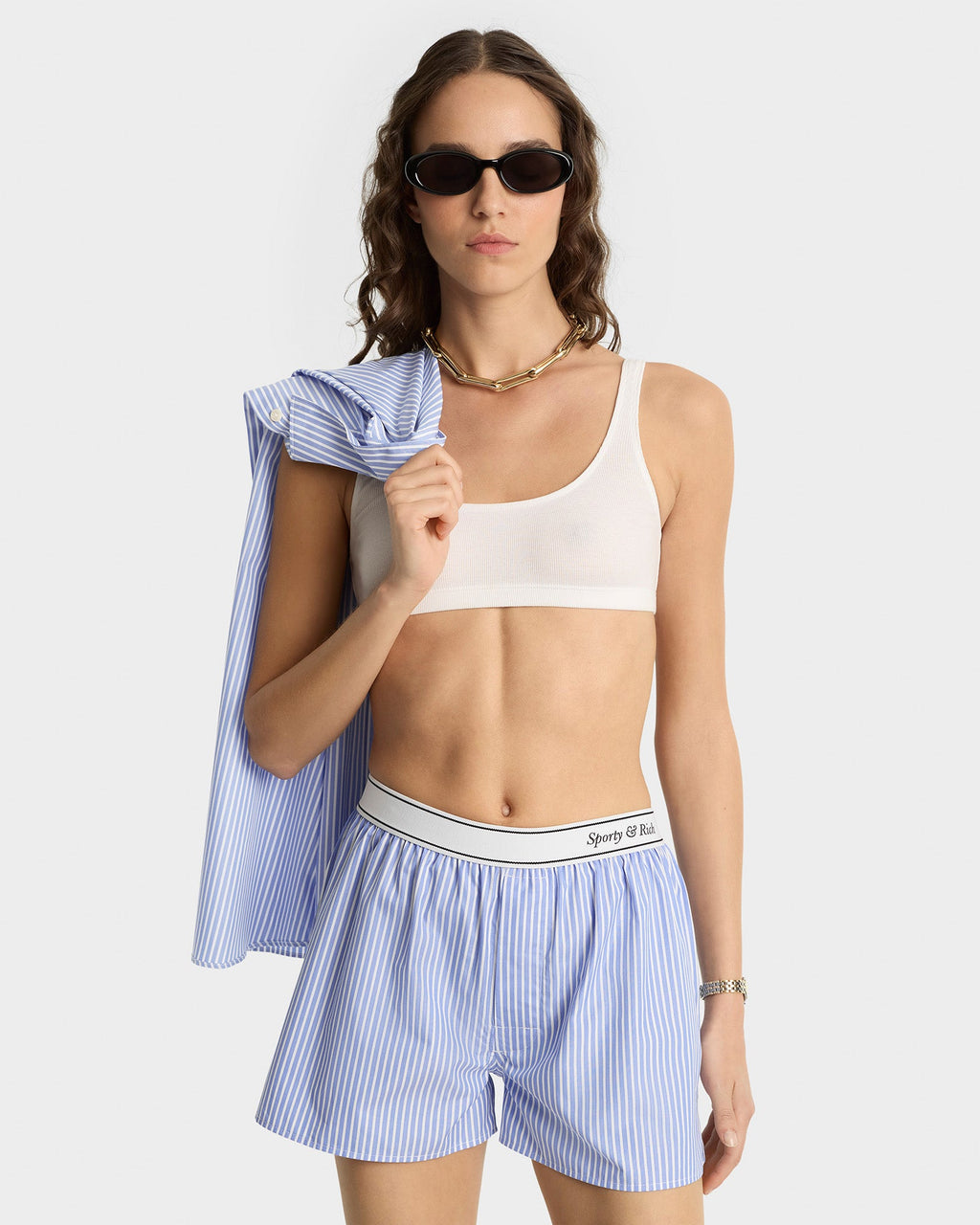 Italic Logo Boxer Short - Light Blue Striped