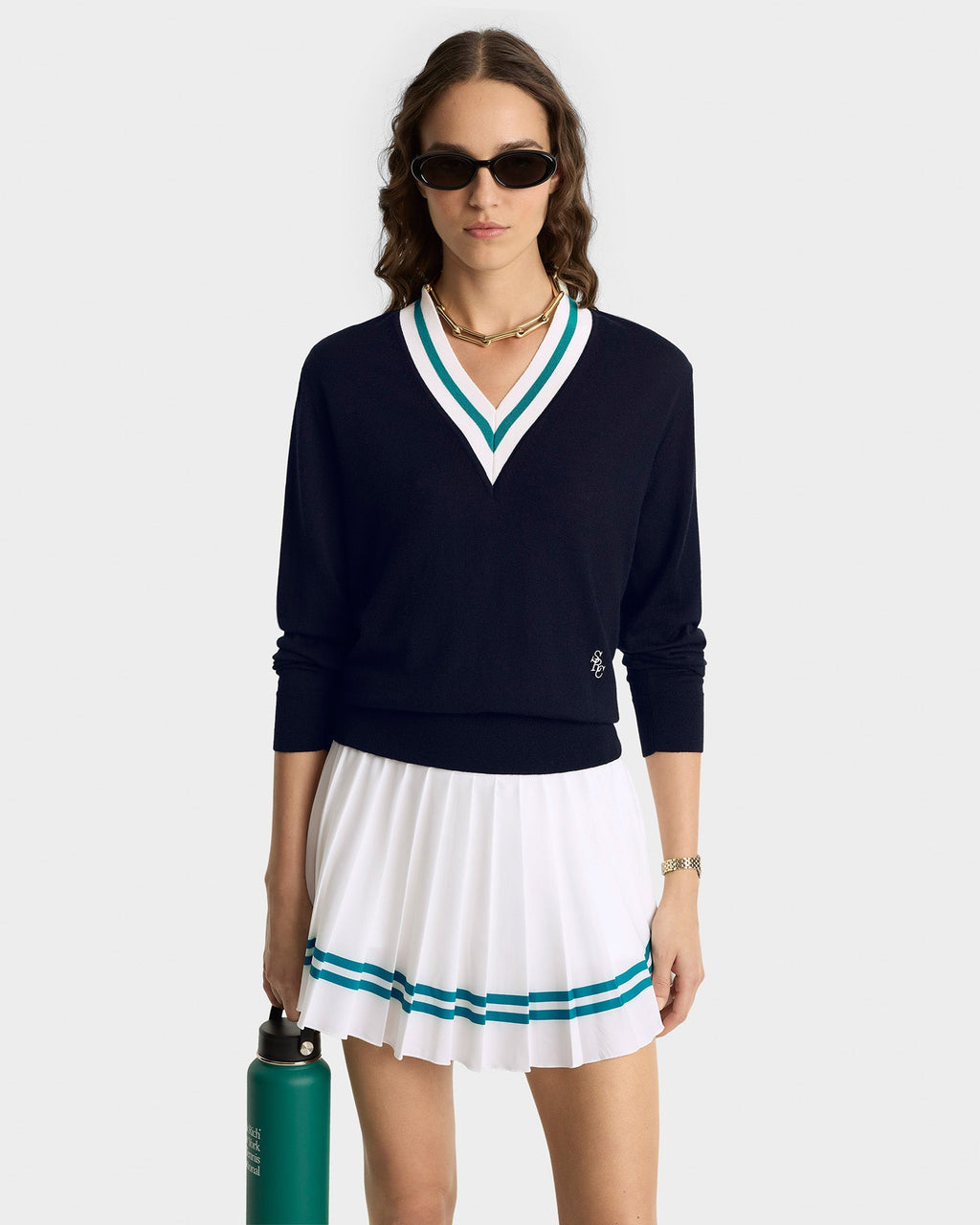 SRC Minimalist V-Neck Sweater - Navy/Off White/Alpine