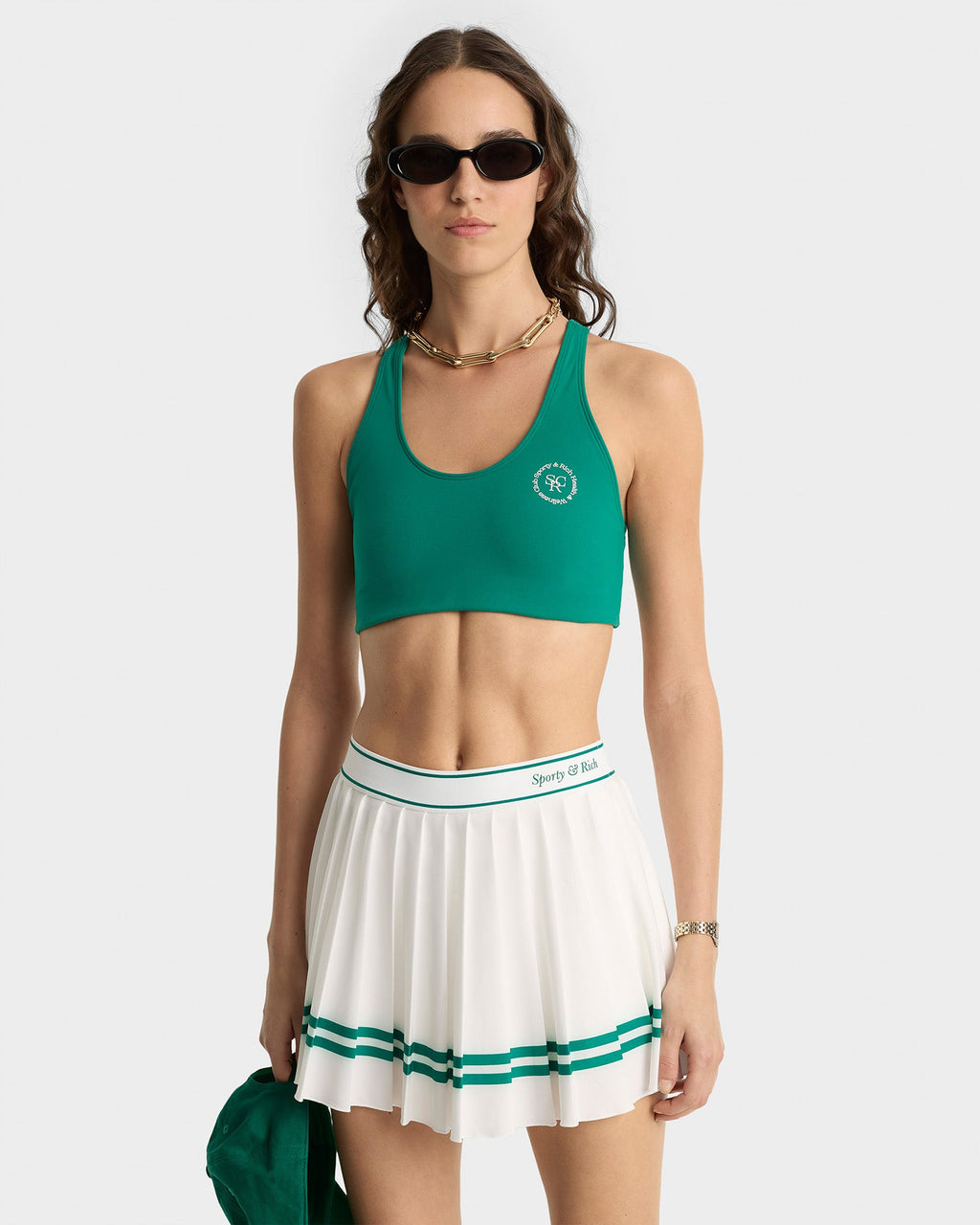 Italic Logo Pleated Skirt - White/Alpine