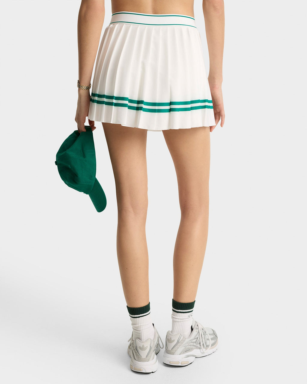 Italic Logo Pleated Skirt - White/Alpine