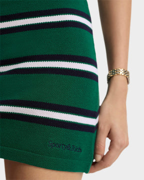 Serif Logo Silk Pique Aline Skirt - Alpine/White/Navy