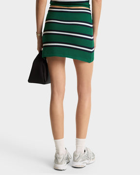 Serif Logo Silk Pique Aline Skirt - Alpine/White/Navy
