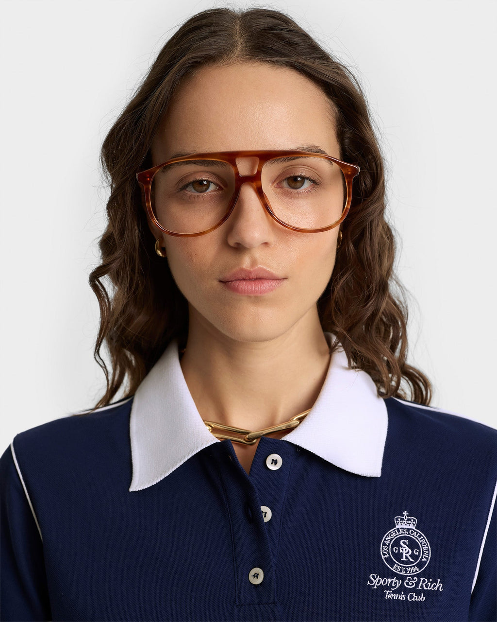 Crown 70s Pique Polo - Navy/White