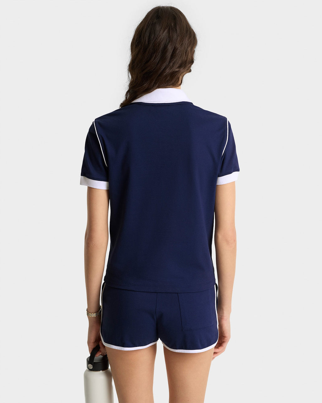 Crown 70s Pique Polo - Navy/White