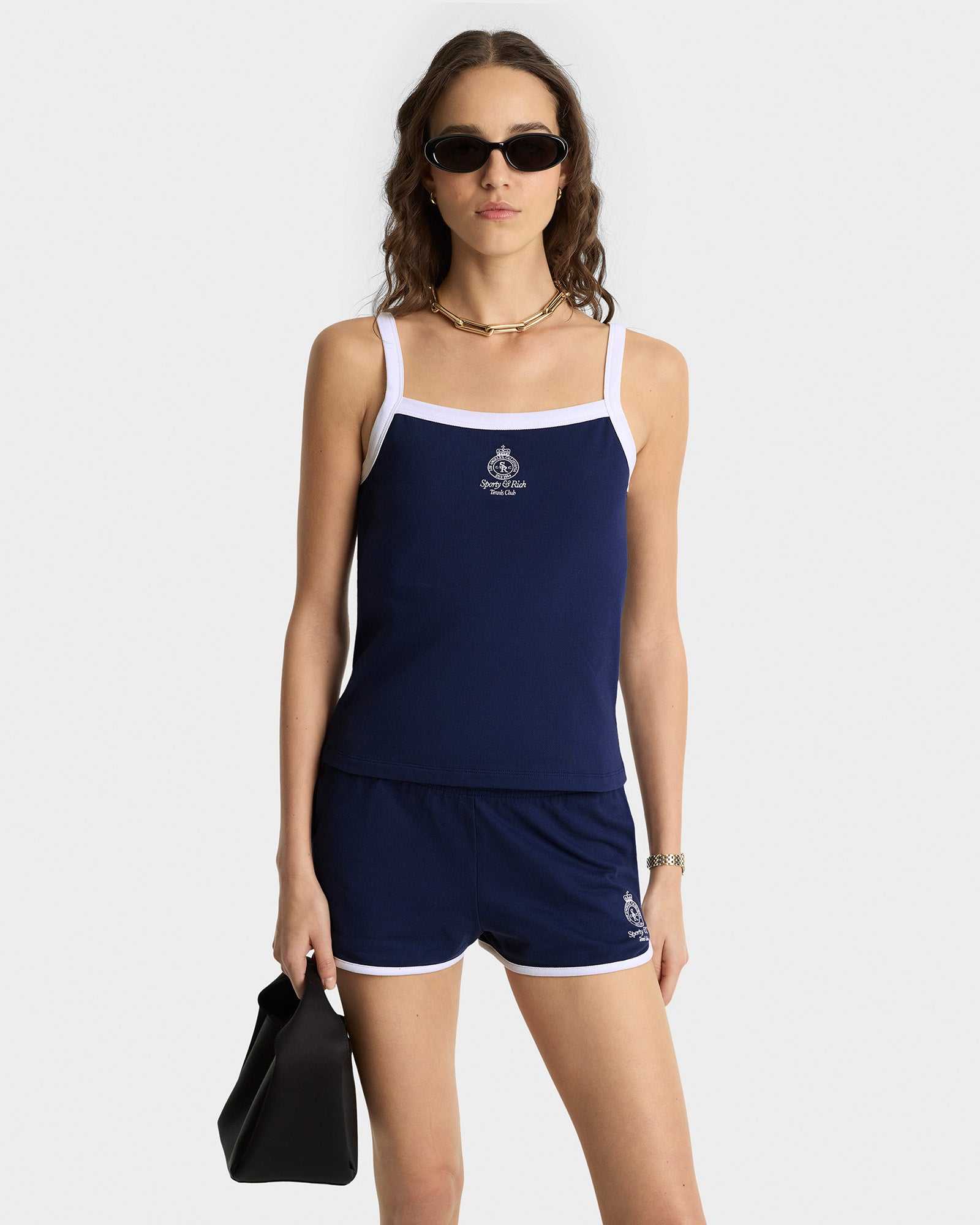 Crown Tennis Pique Tank - Navy/White