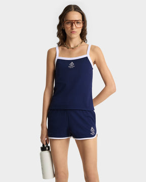 Crown Tennis Pique Short - Navy/White