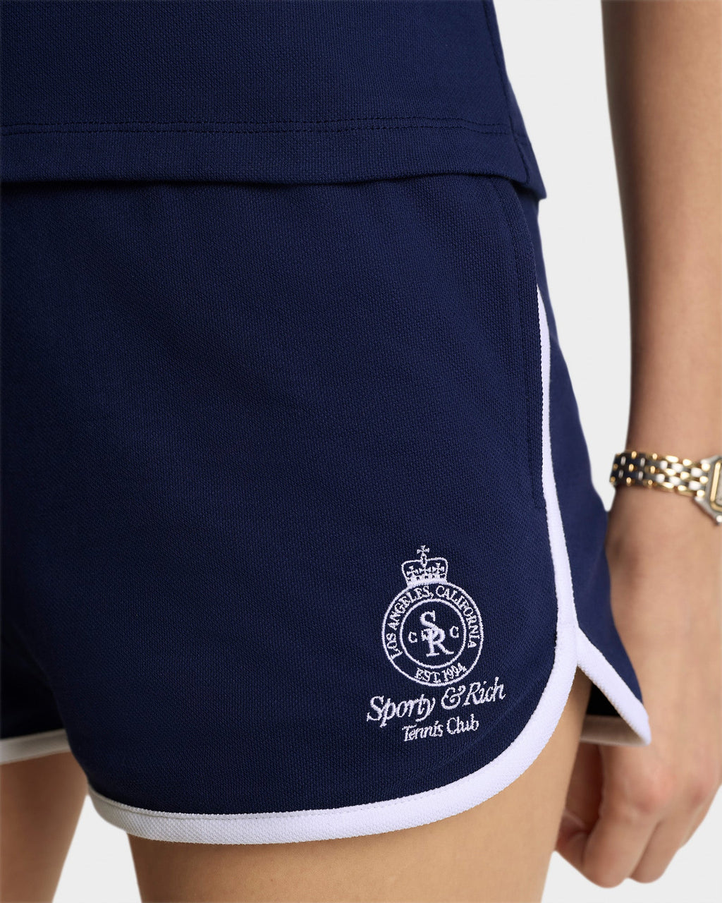Crown Tennis Pique Short - Navy/White