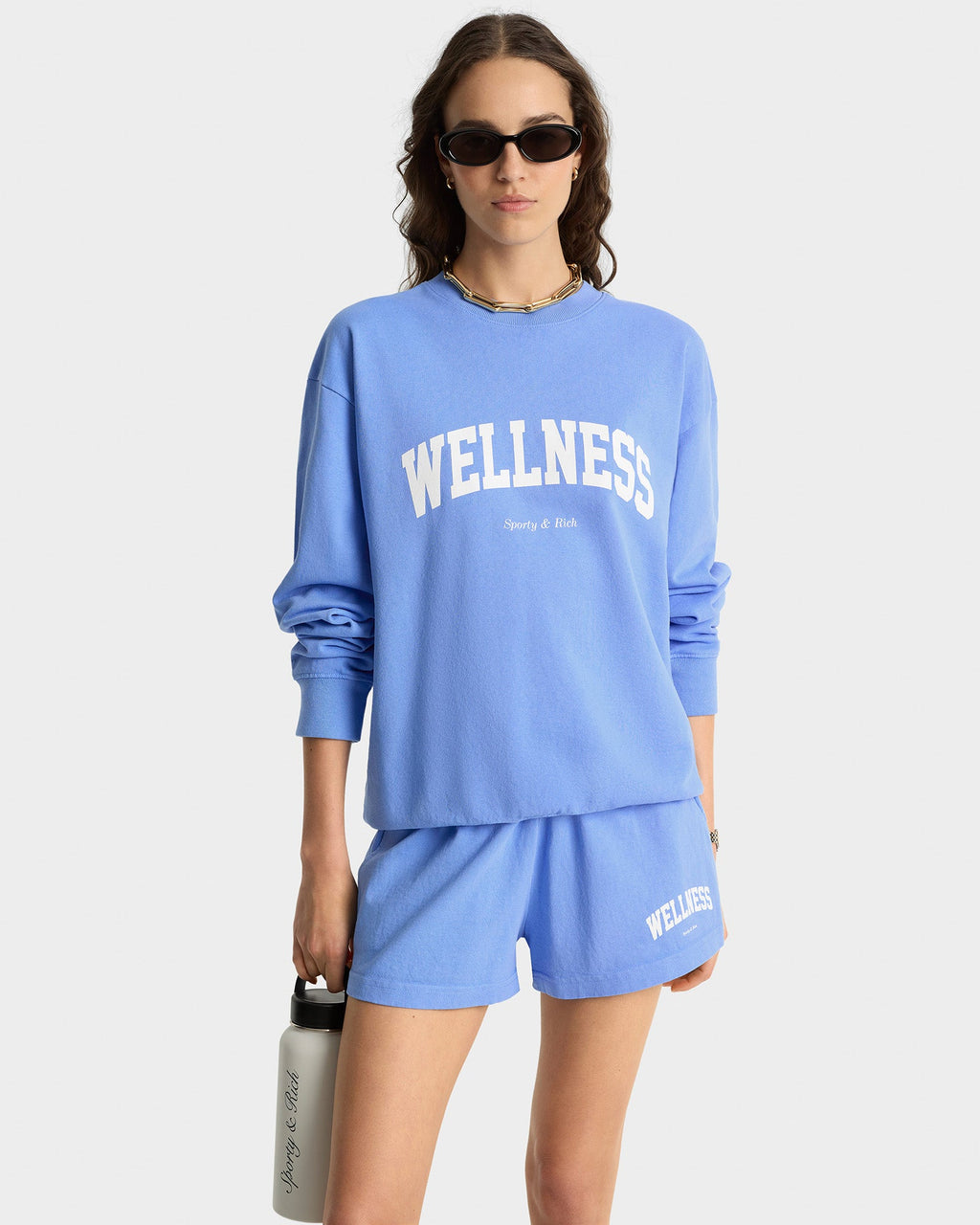 Wellness Ivy Disco short - Flax blue/White