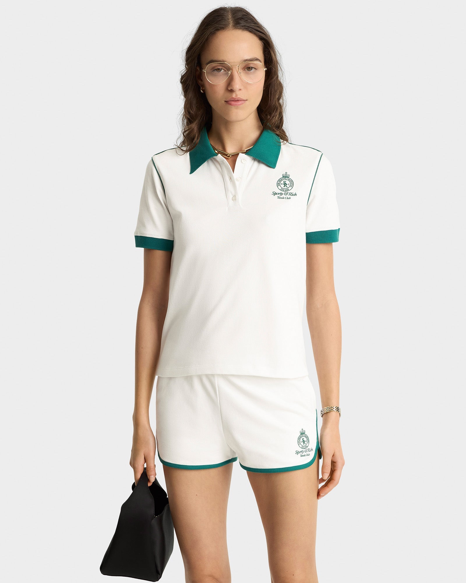 Crown 70s Pique Polo - White/Alpine