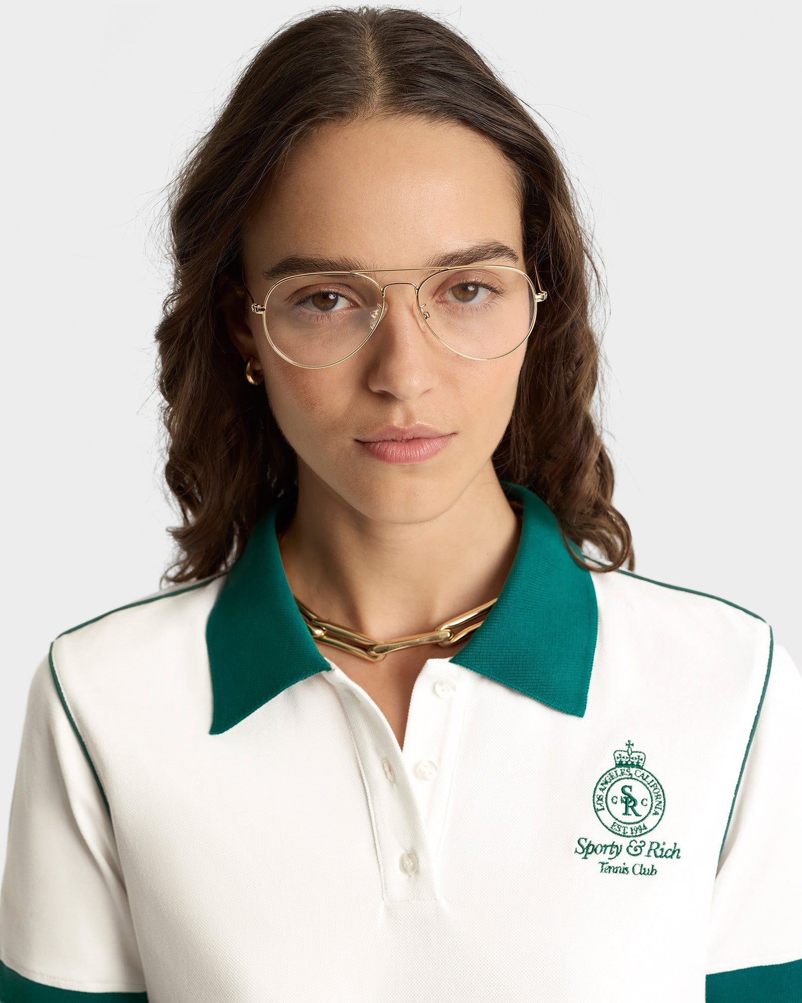 Crown 70s Pique Polo - White/Alpine