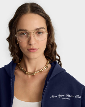 NY Tennis Club Cropped Zip Hoodie - Navy