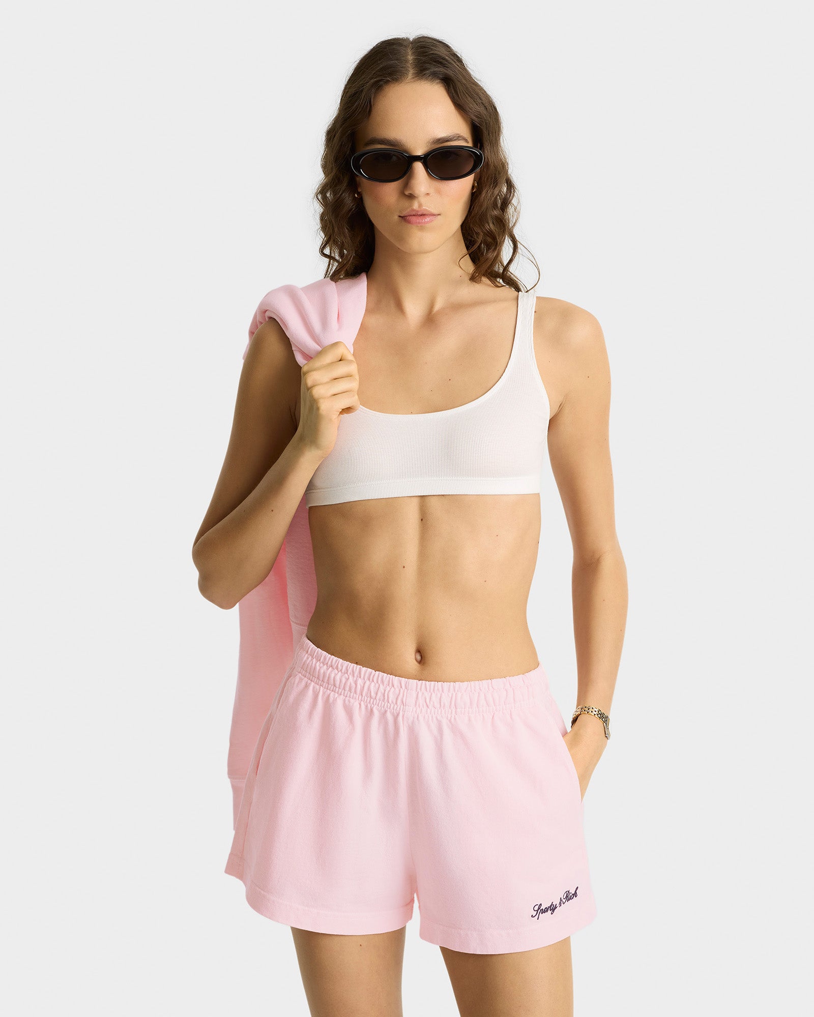 Syracuse Embroidered Disco short - Pink Dolphin/Navy