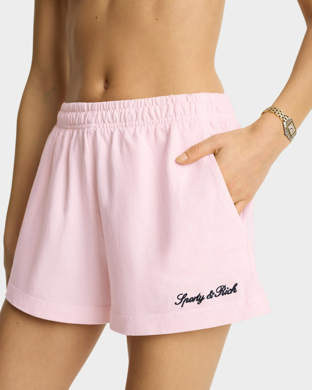 Syracuse Embroidered Disco short - Pink Dolphin/Navy