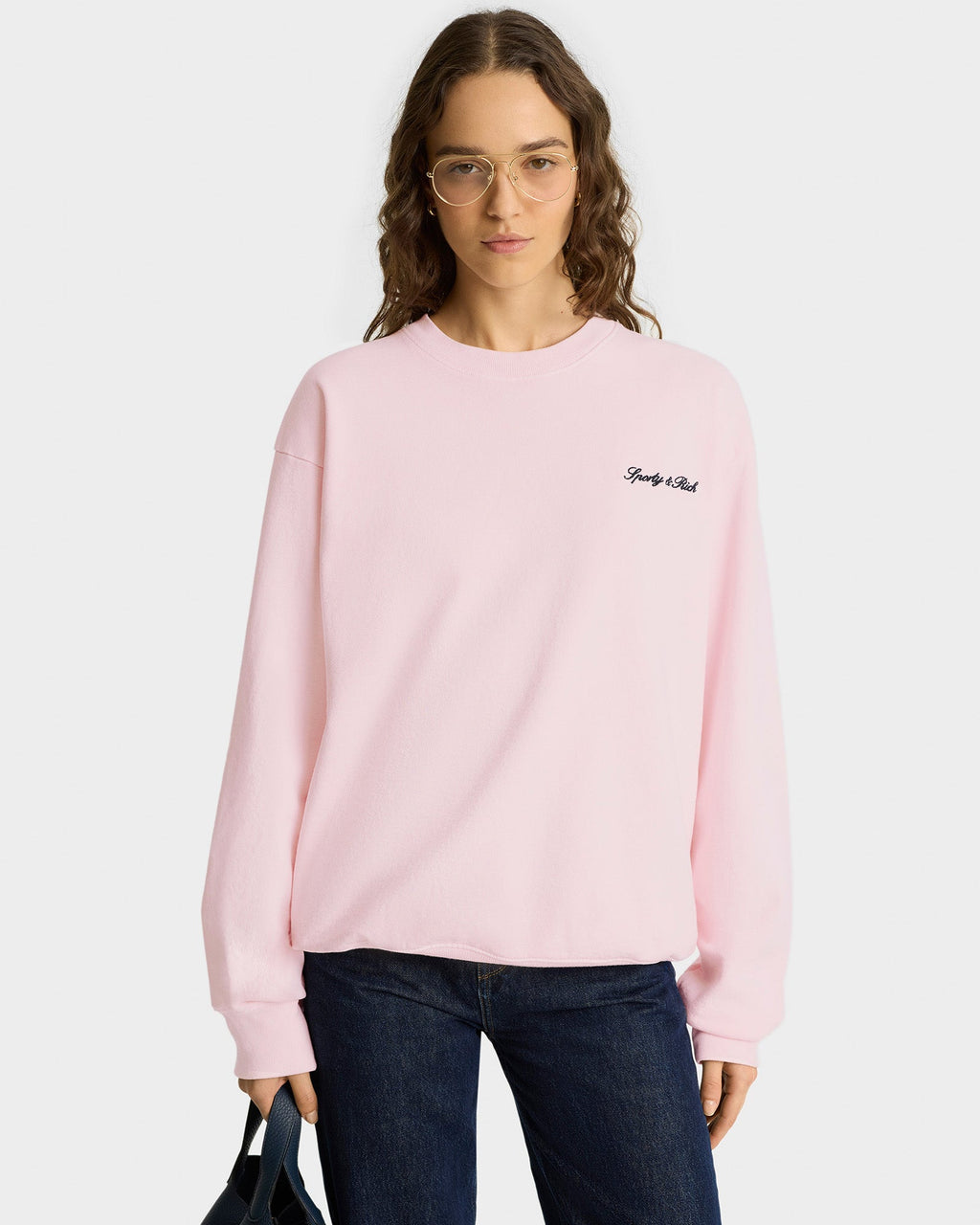 Syracuse Embroidered Crewneck - Pink Dolphin/Navy