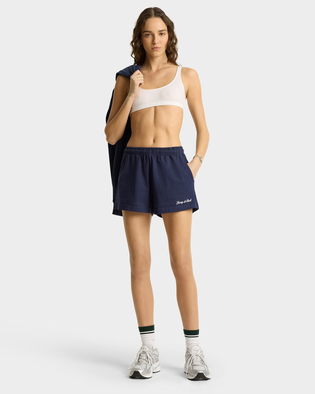 Syracuse Embroidered Disco short - Navy/White