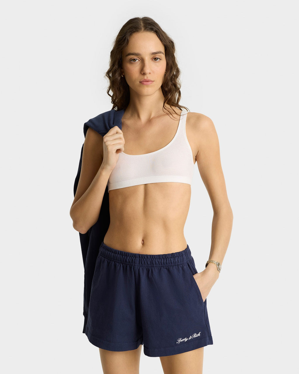 Syracuse Embroidered Disco short - Navy/White