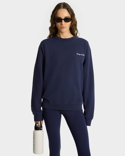 Syracuse Embroidered Crewneck - Navy/White
