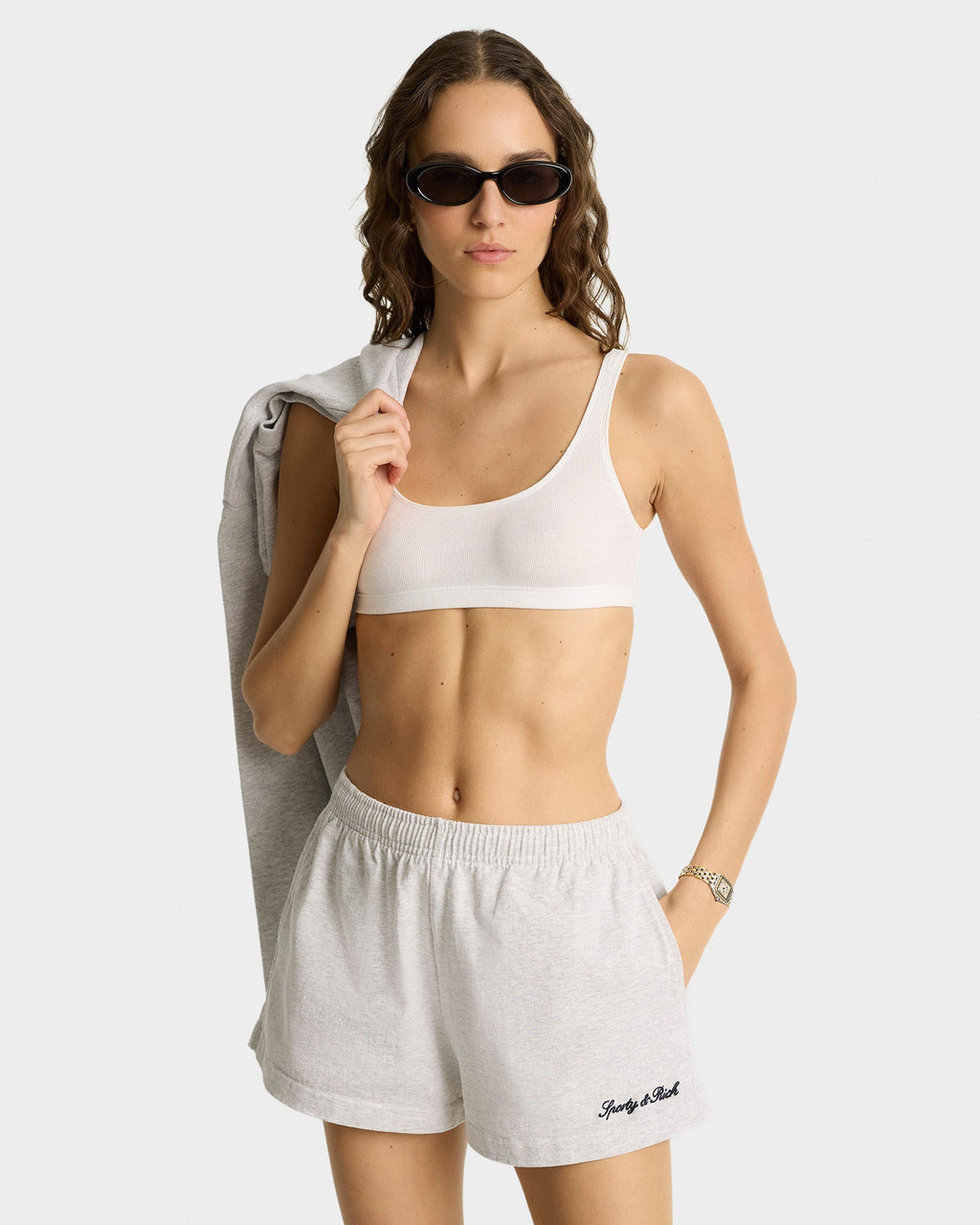 Syracuse Embroidered Disco short - Heather Gray/Navy