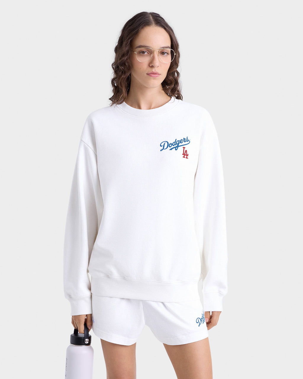 Dodgers Serif Crewneck - White/Team Blue