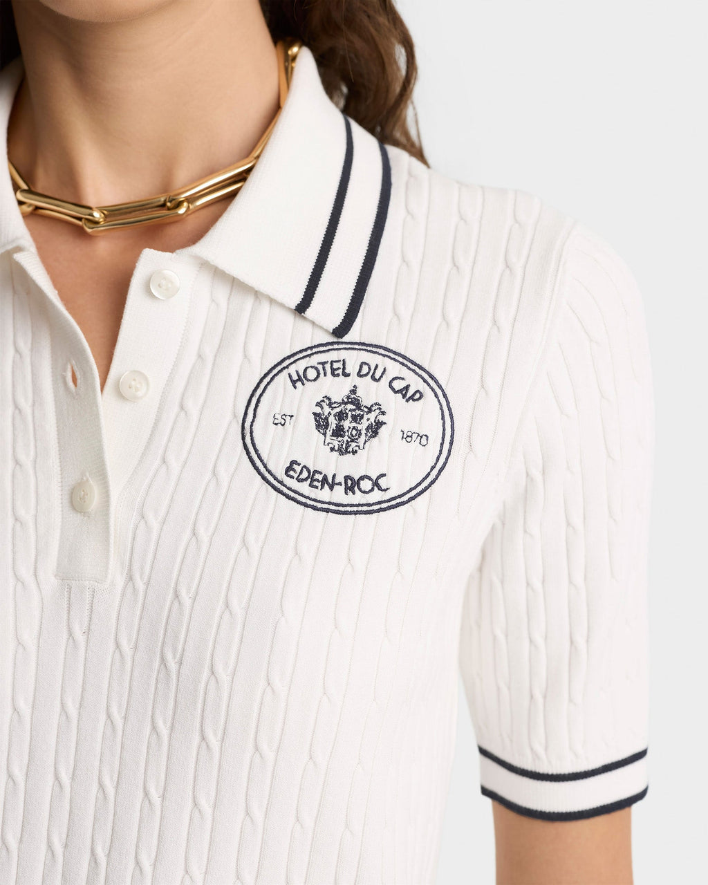 Eden Crest Mini Cable Polo - White/Navy