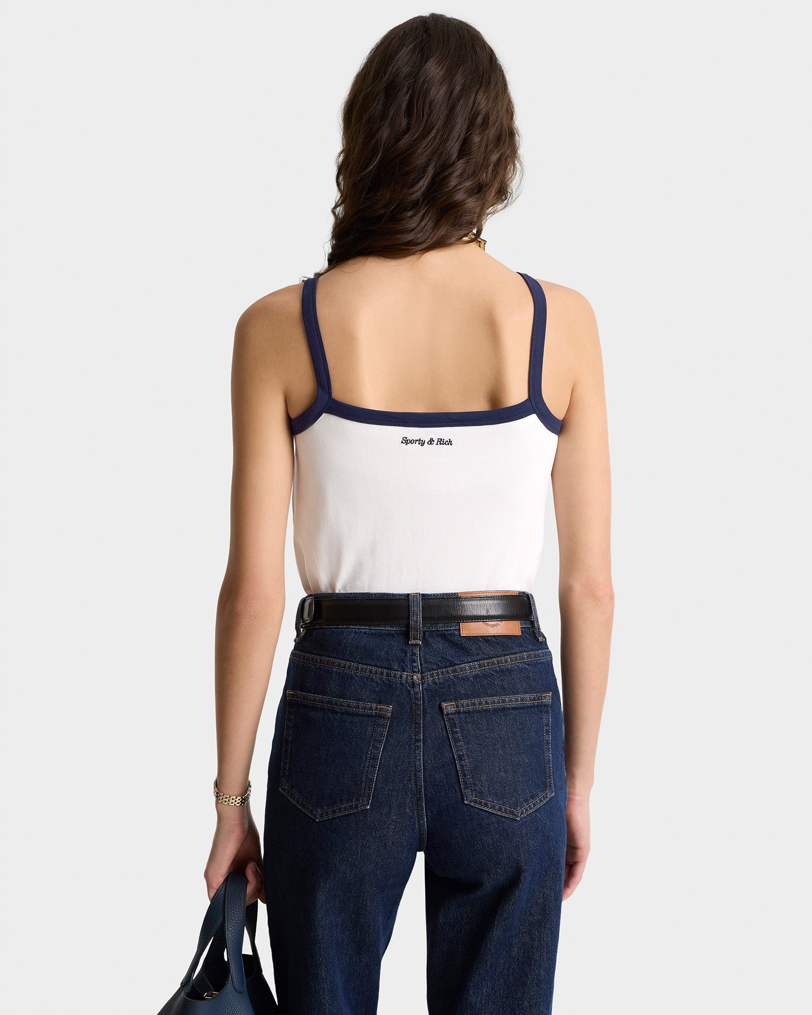 Eden Crest Embroidered Pique Tank - White/Navy