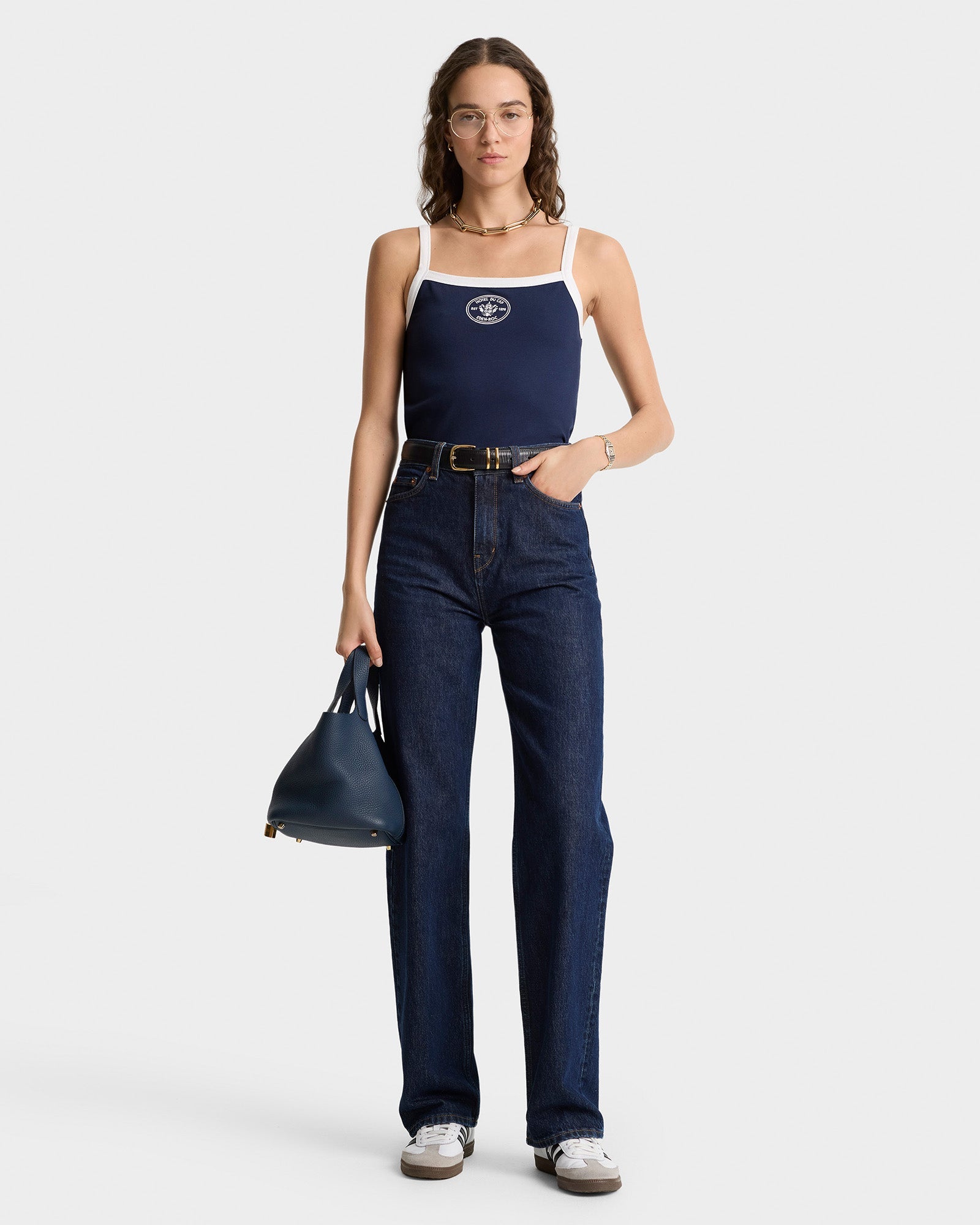 Eden Crest Embroidered Pique Tank - Navy/White