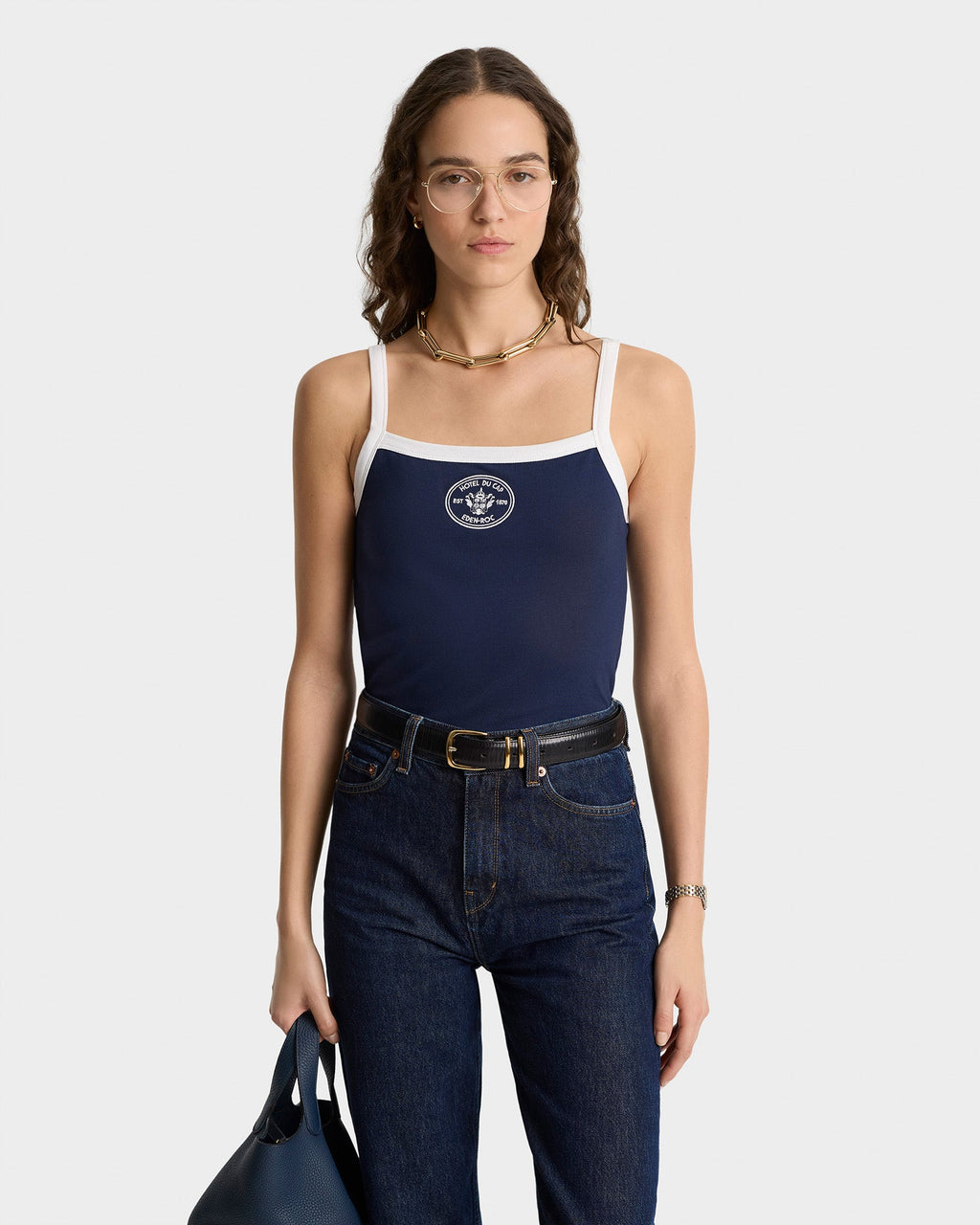 Eden Crest Embroidered Pique Tank - Navy/White
