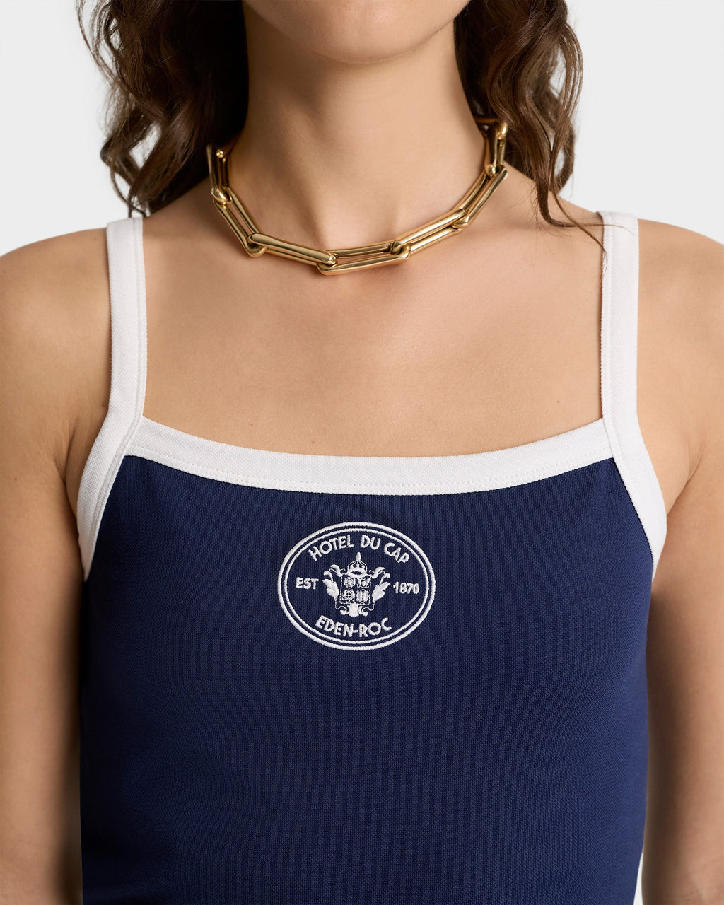 Eden Crest Embroidered Pique Tank - Navy/White