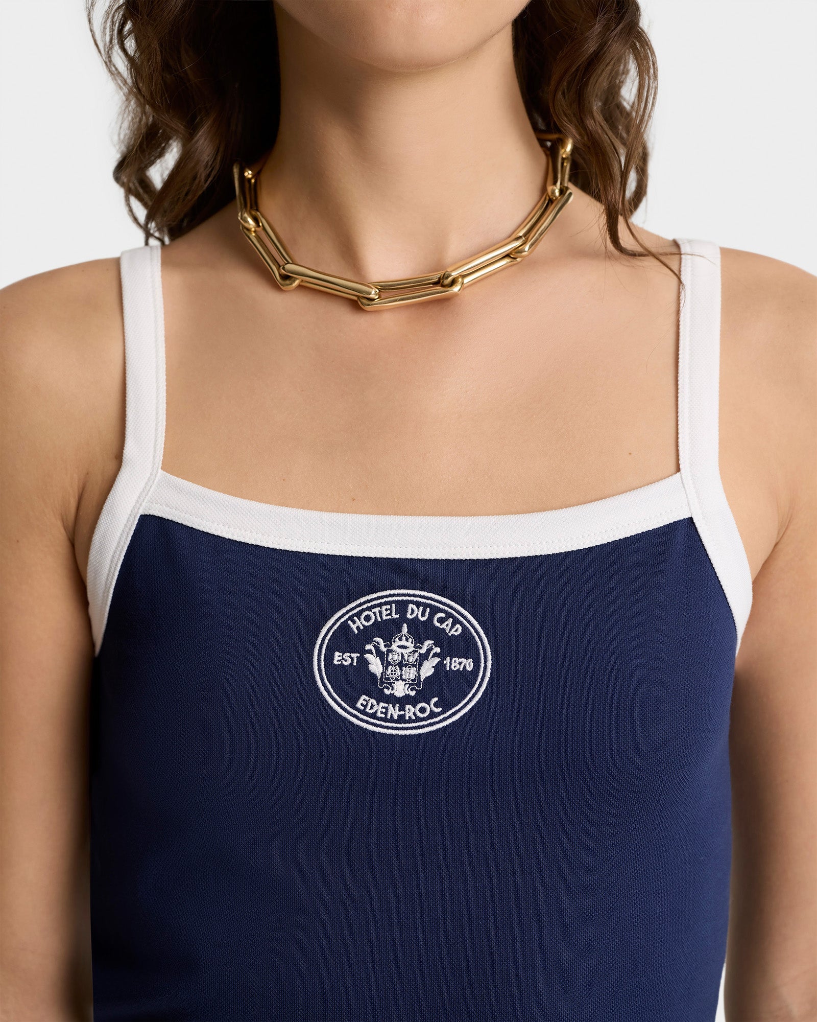 Eden Crest Embroidered Pique Tank - Navy/White