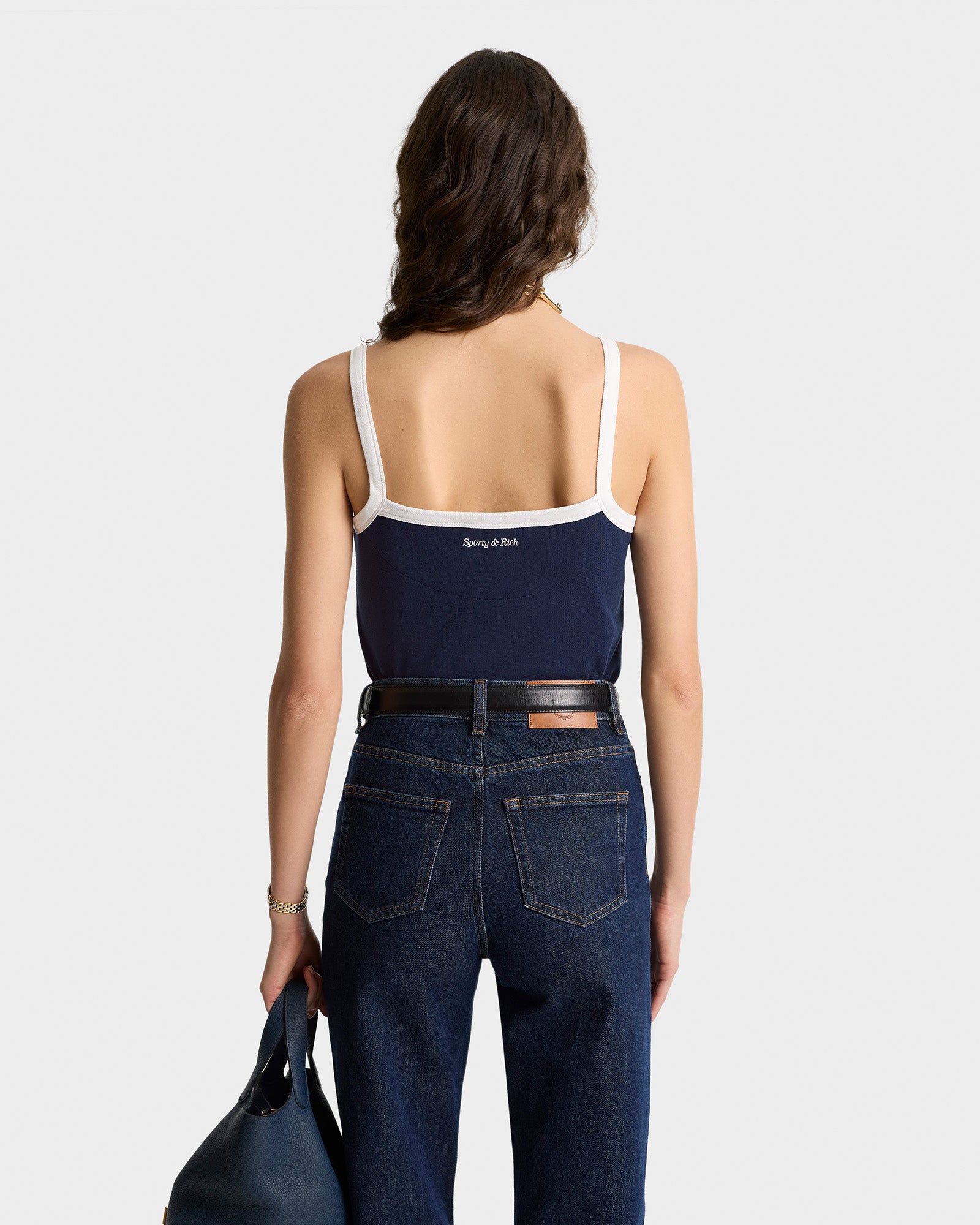 Eden Crest Embroidered Pique Tank - Navy/White