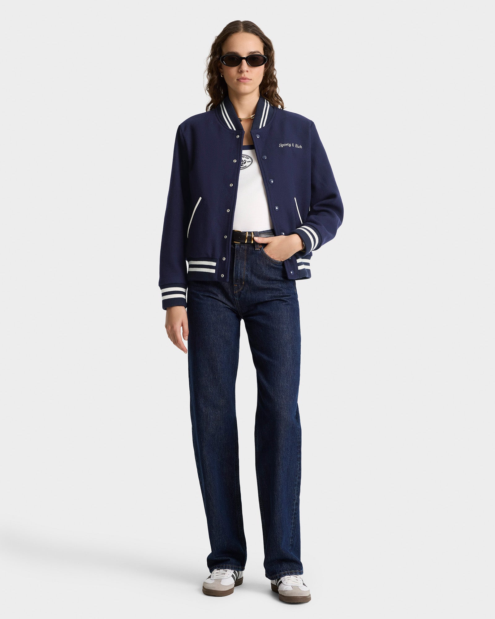 Eden Crest Varsity Jacket Women - Navy/White