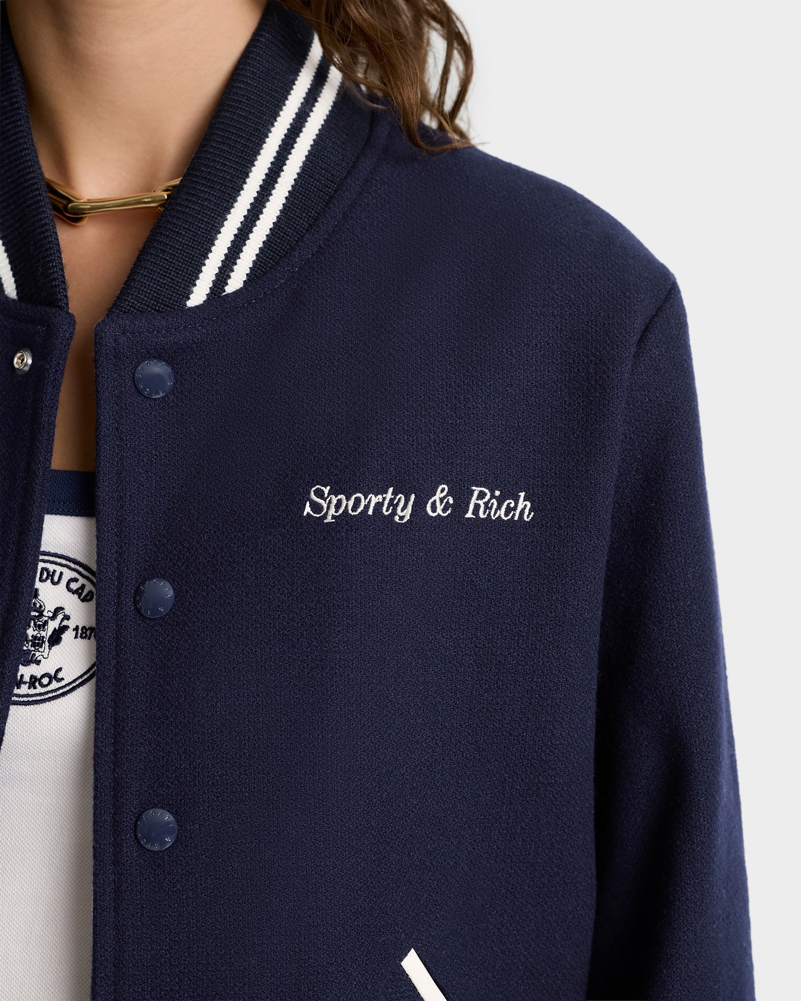 Eden Crest Varsity Jacket Women - Navy/White