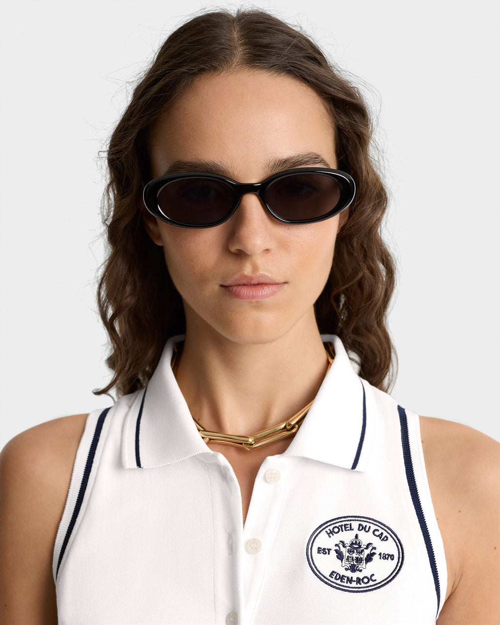 Eden Crest Pique Polo Dress - White/Navy