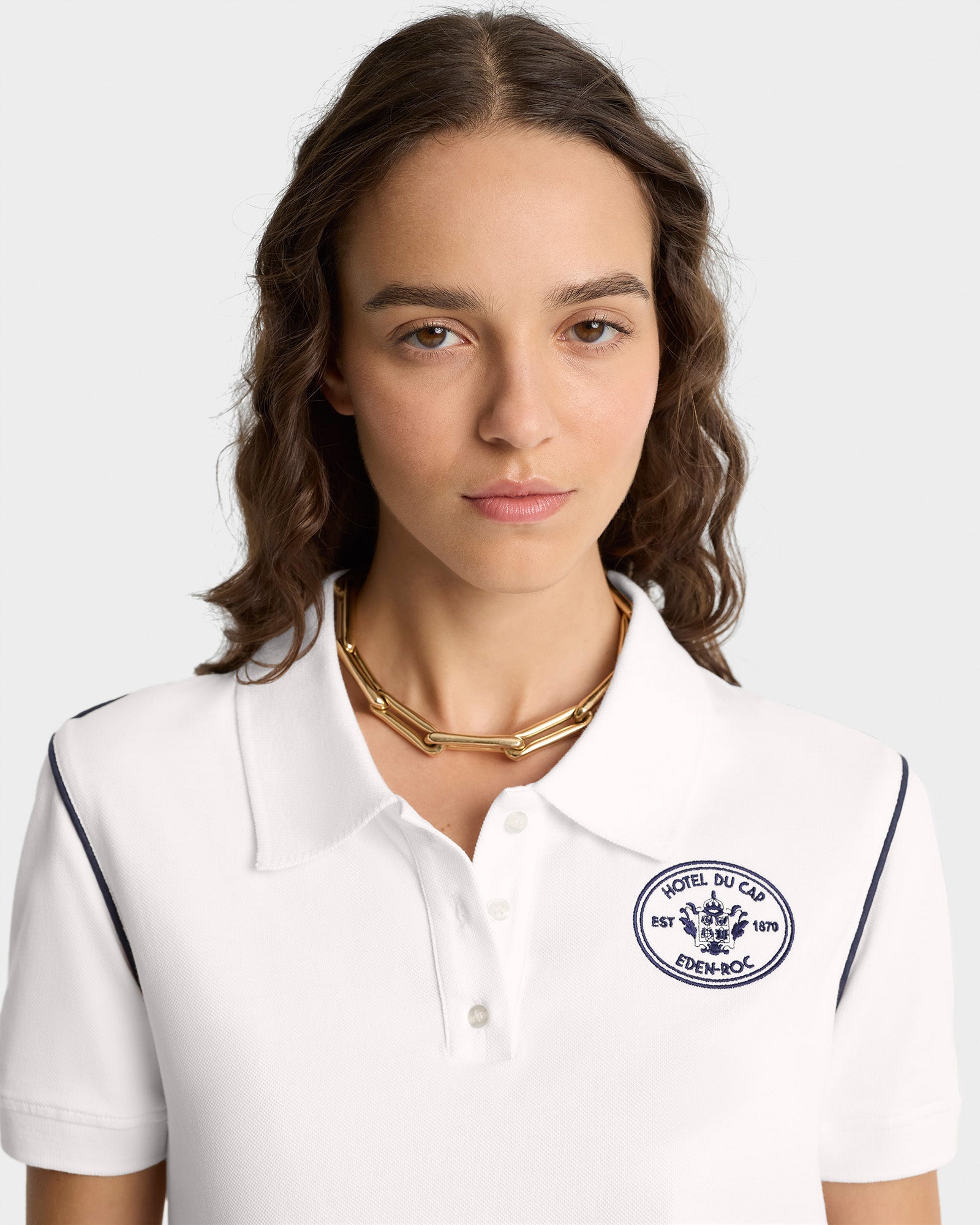 Eden Crest Embroidered Pique Polo - White/Navy